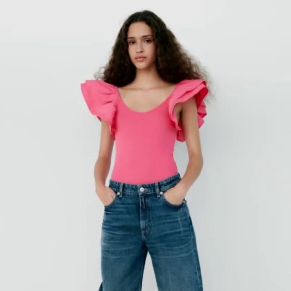 Zara Ruffle Sleeve Bodysuit
